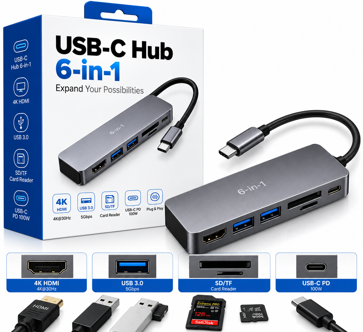 USB-C Hub 6-in-1