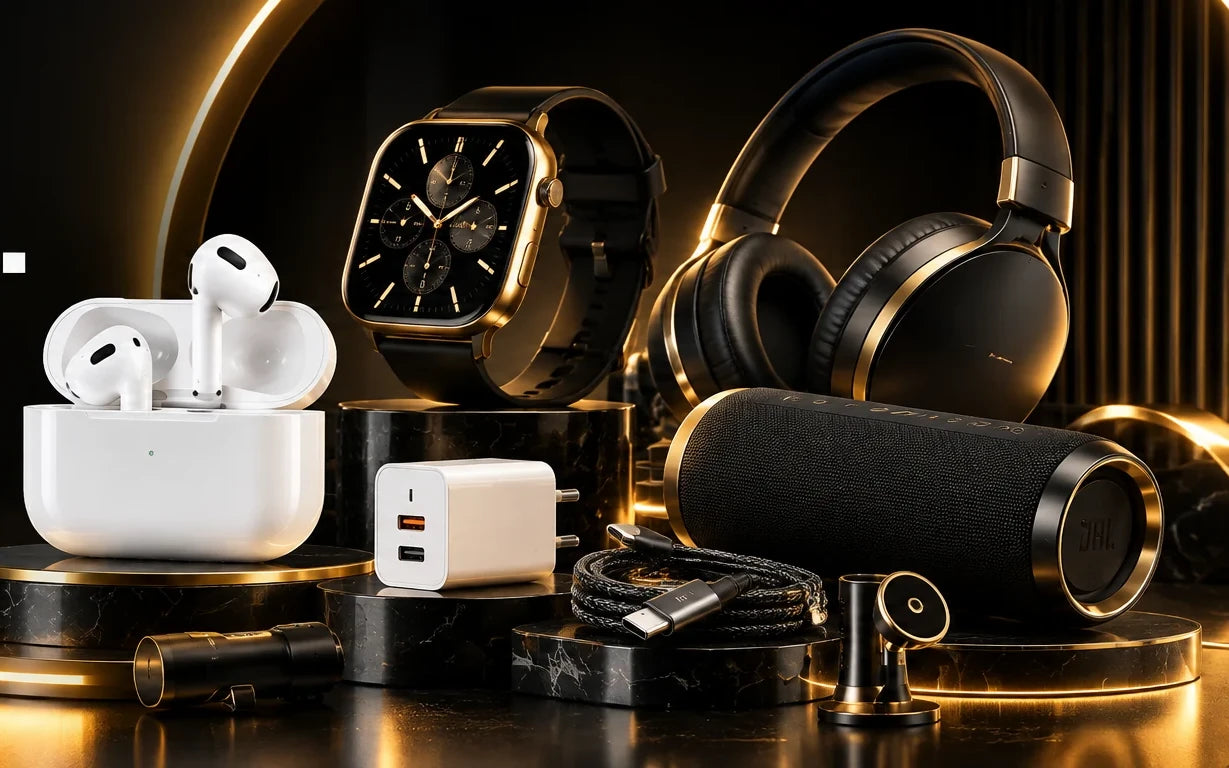 Wireless earbuds, smart watch, headphones and speakers